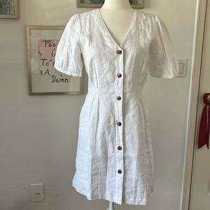 White Linen button down dress from Ann Taylor Loft